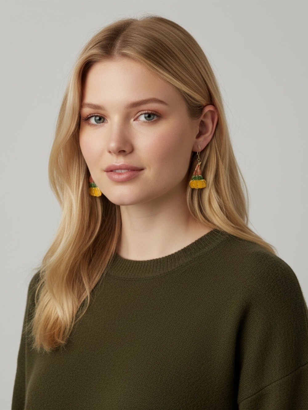 Handmade Stacked Pumpkin Polymer Clay Earrings Hypoallergenic